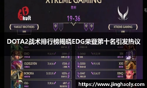 DOTA2战术排行榜揭晓EDG荣登第十名引发热议
